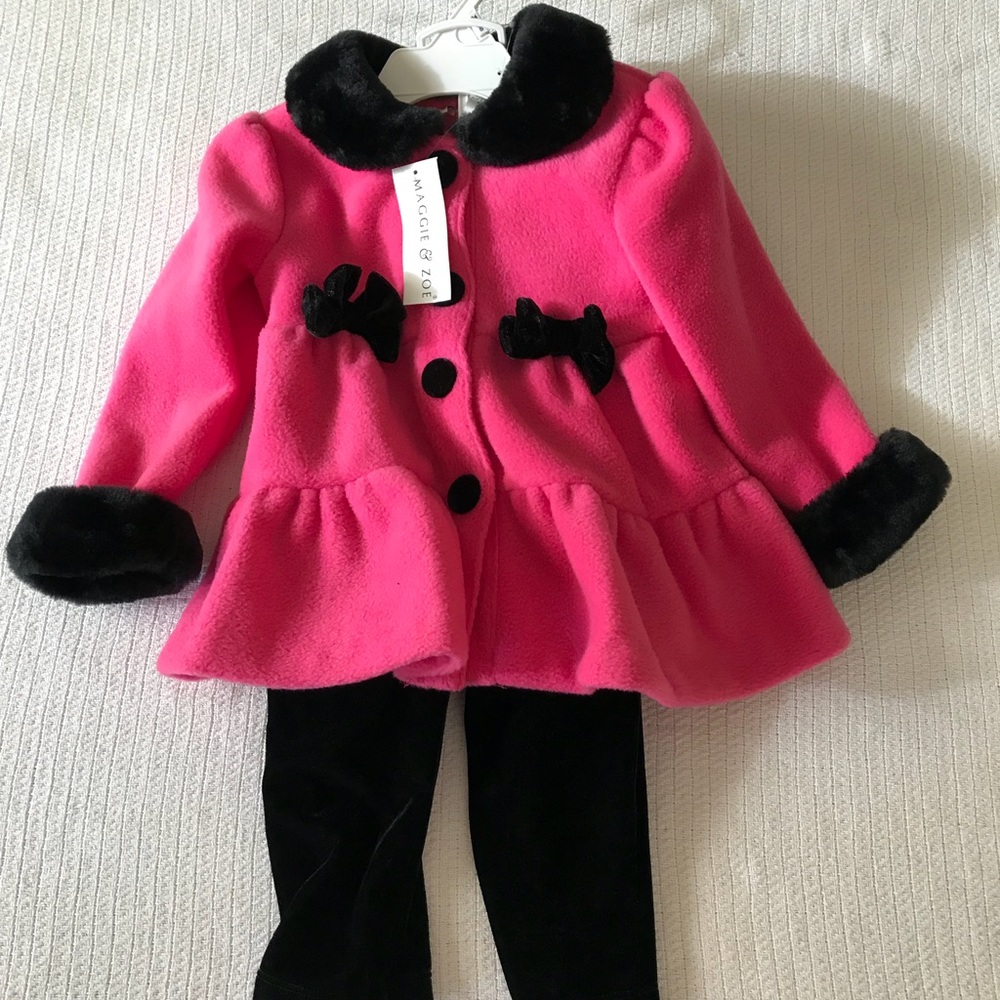 NWT Maggie & Zoe Pink Velour 3 piece 24 months